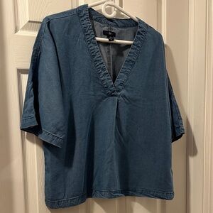 GAP Light Blue Denim V-Neck Blouse